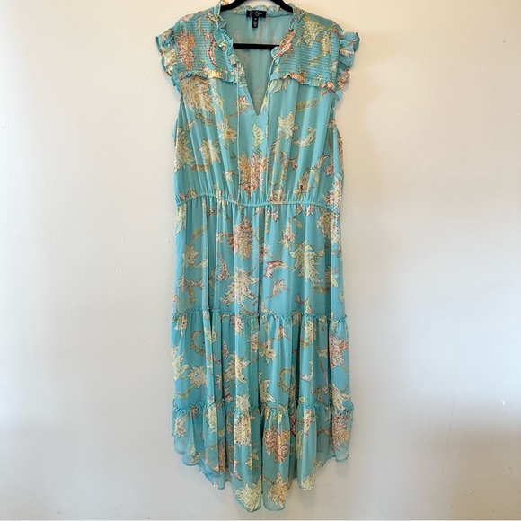 Jessica Simpson Plus Size Floral Sleeveless Maxi Dress - Light Blue - Picture 2 of 7